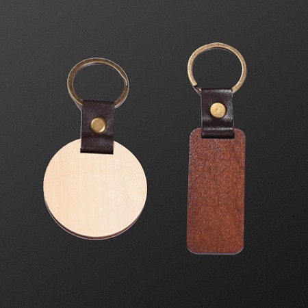 Leather Wooden Sign Keychain